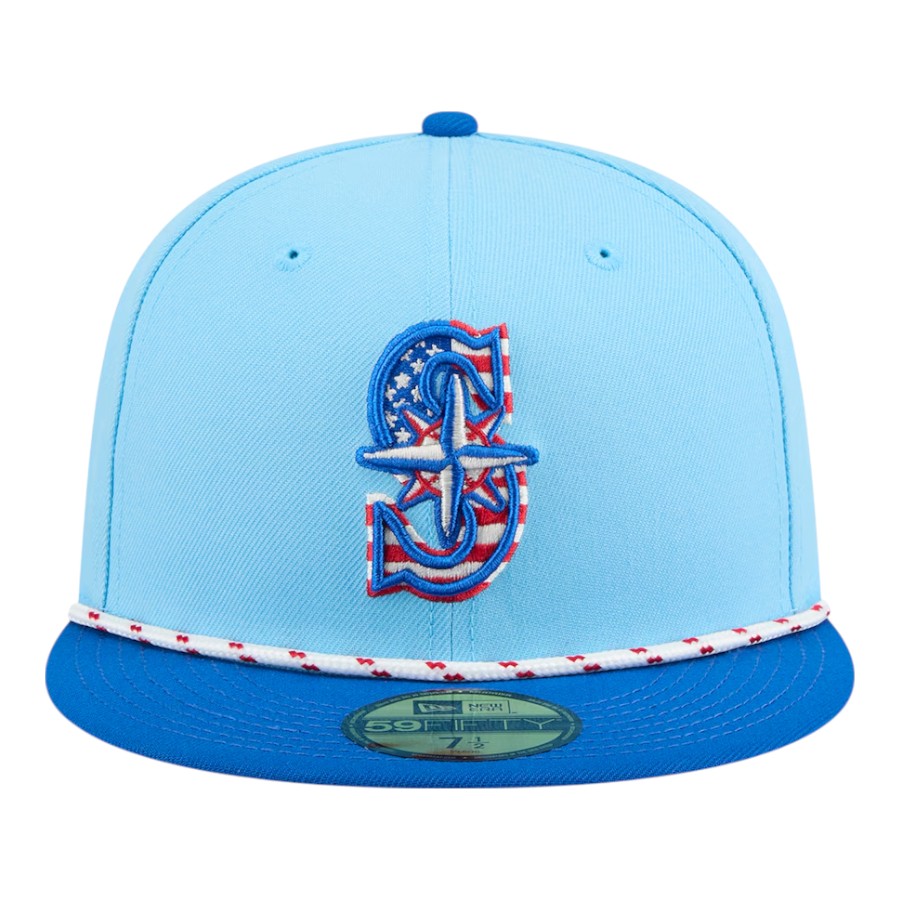 Seattle Mariners Light Blue 2025 Fourth of July USA New Era 59FIFTY Fitted Hat