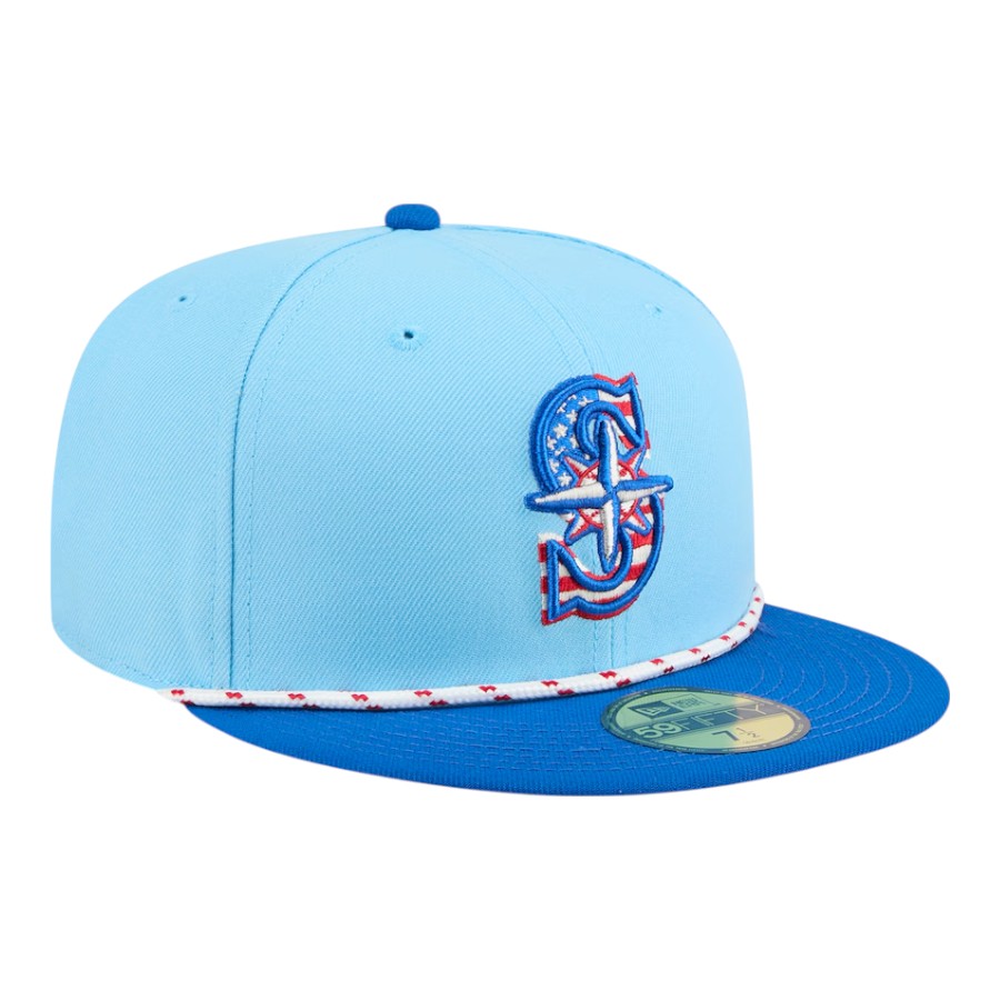 Seattle Mariners Light Blue 2025 Fourth of July USA New Era 59FIFTY Fitted Hat