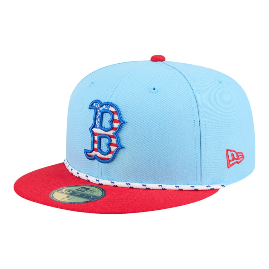 Boston Red Sox Light Blue and 2025 Fourth of July USA New Era 59FIFTY Fitted Hat