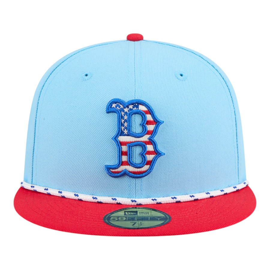 Boston Red Sox Light Blue and 2025 Fourth of July USA New Era 59FIFTY Fitted Hat