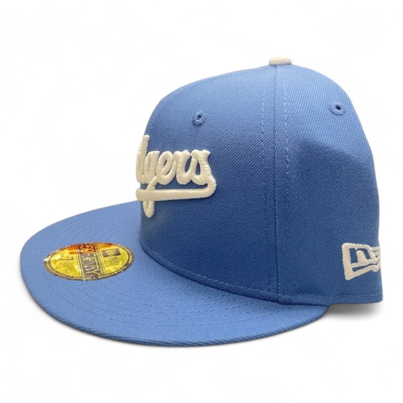 Los Angeles Dodgers Sky Blue Script Olympic Glow the Dark Pack New Era 59FIFTY Fitted Hat