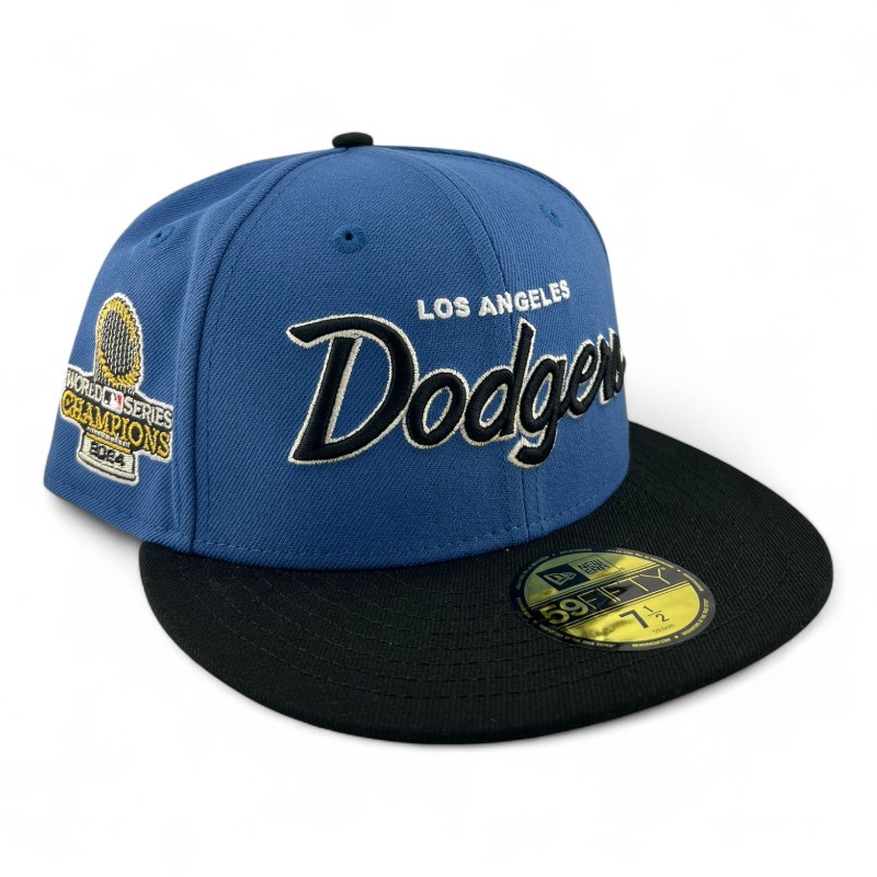Los Angeles Dodgers Indigo and Black "WS24 Collection" Gray UV New Era 59FIFTY Fitted Hat