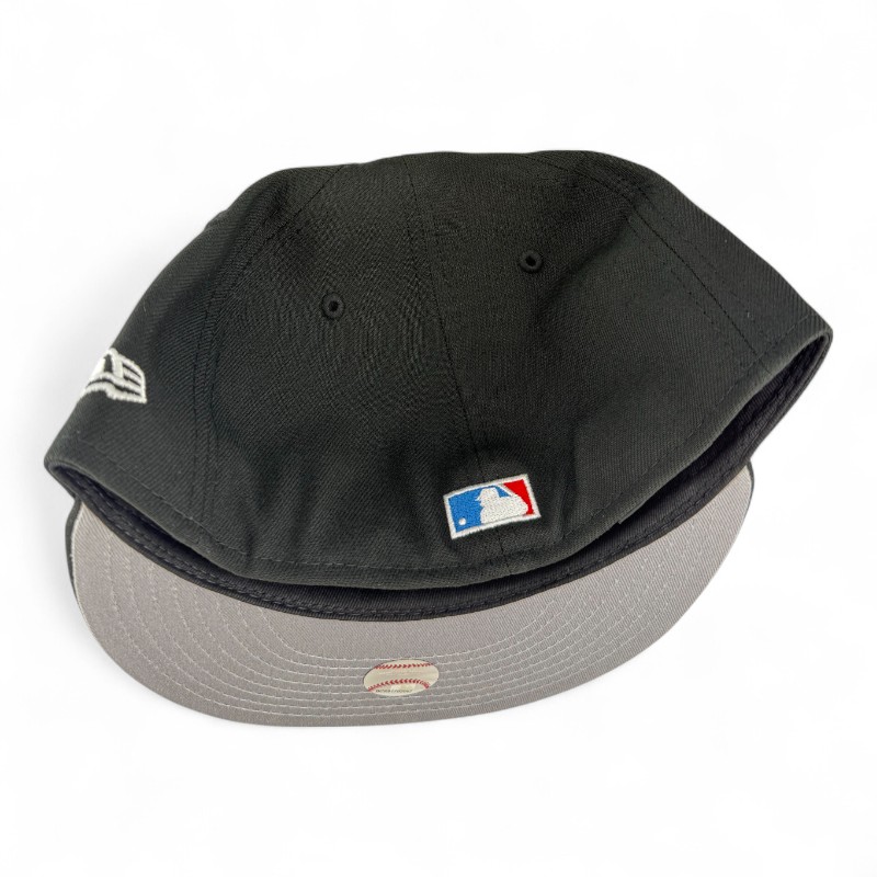 Los Angeles Dodgers Black Upside Down Logo 60th Anni Patch Gray UV New Era 59FIFTY Fitted Hat