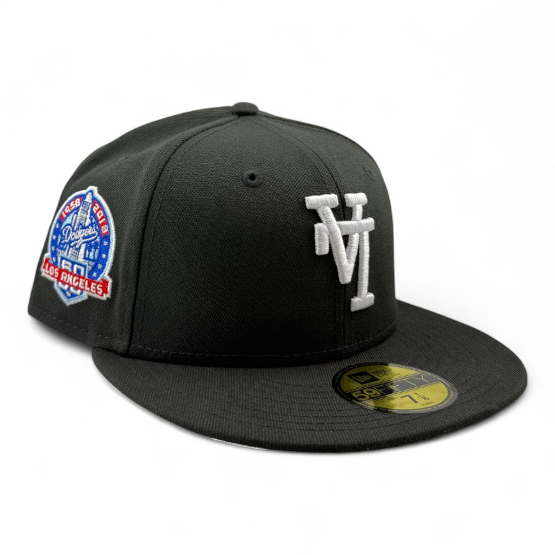 Los Angeles Dodgers Black Upside Down Logo 60th Anni Patch Gray UV New Era 59FIFTY Fitted Hat