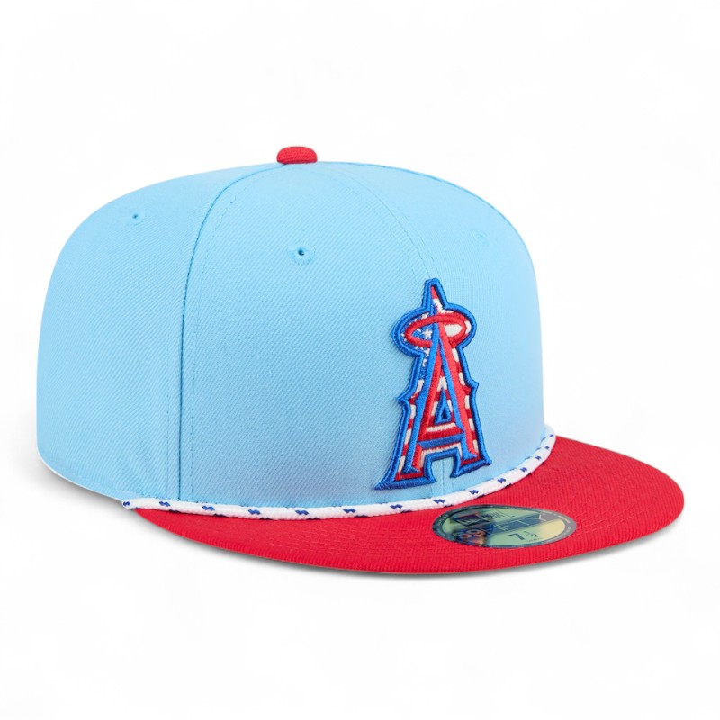 Los Angeles Angels Light Blue and Red 2025 Fourth of July USA New Era 59FIFTY Fitted Hat
