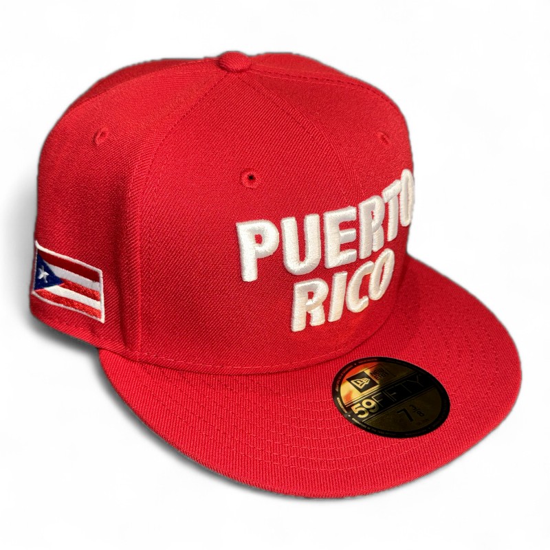 Puerto Rico Scarlet Flag Patch Red UV New Era 59FIFTY Fitted Hat