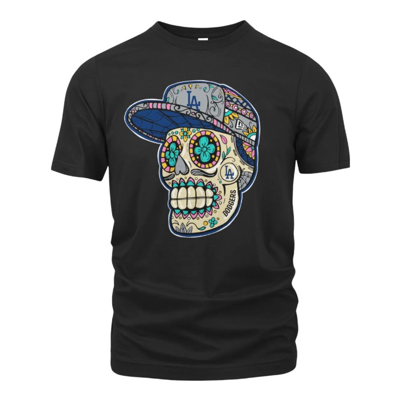 Los Angeles Dodgers Black Sugar Skull New Era T-Shirt