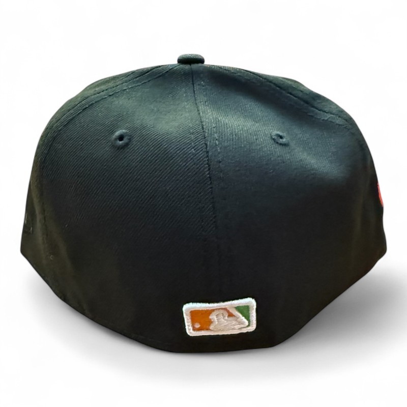 Atlanta Braves Black A Town Peach Patch Gray UV New Era 59FIFTY Fitted Hat