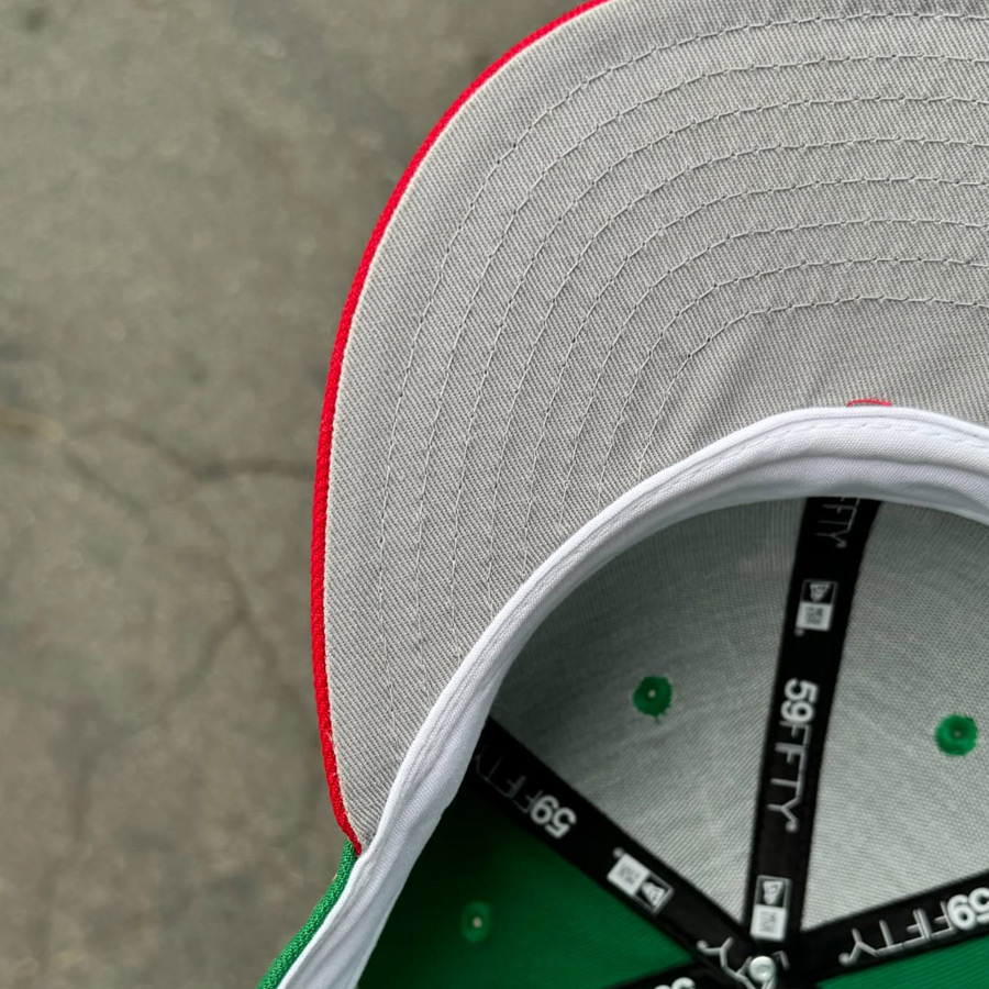 Los Angeles Dodgers Green and Red American National Patch Grey UV New Era 59FIFTY Fitted Hat