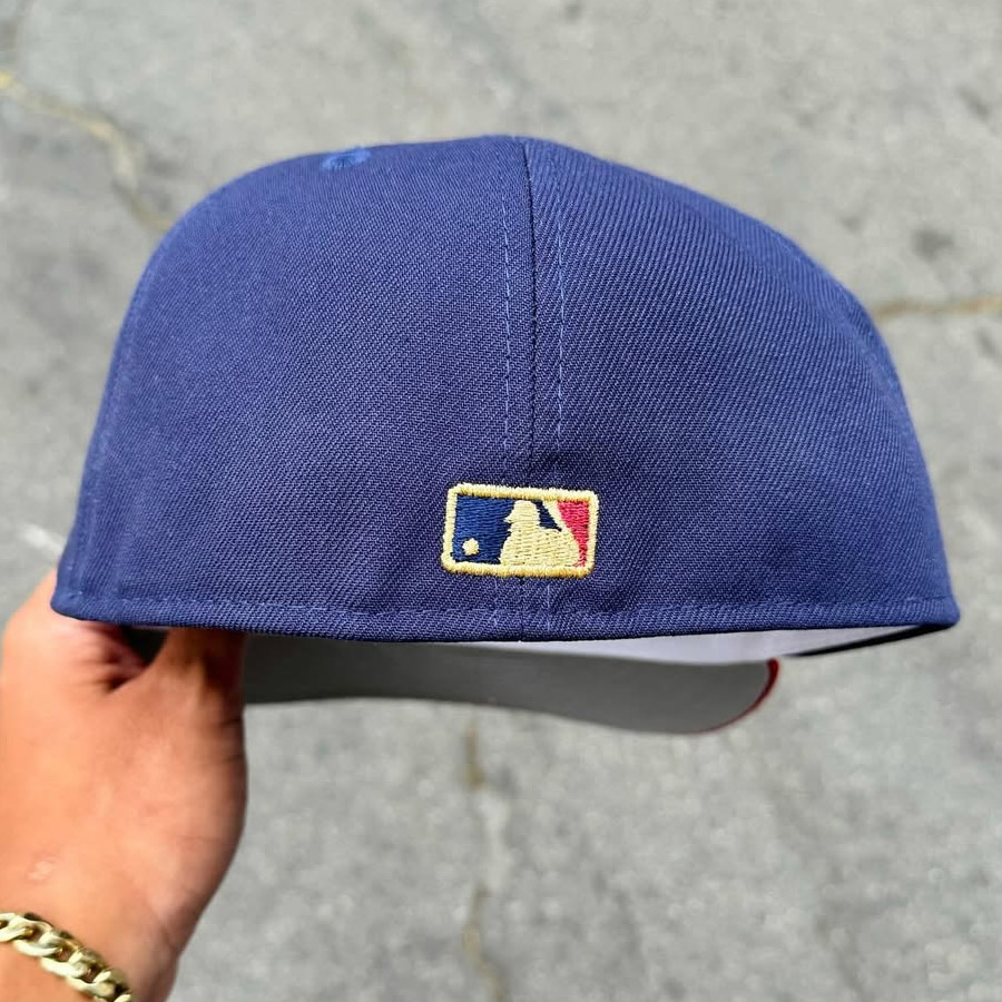 Los Angeles Dodgers Navy and Red American National Patch Grey UV New Era 59FIFTY Fitted Hat