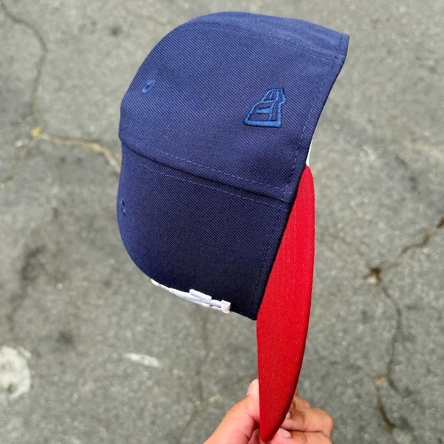 Los Angeles Dodgers Navy and Red American National Patch Grey UV New Era 59FIFTY Fitted Hat