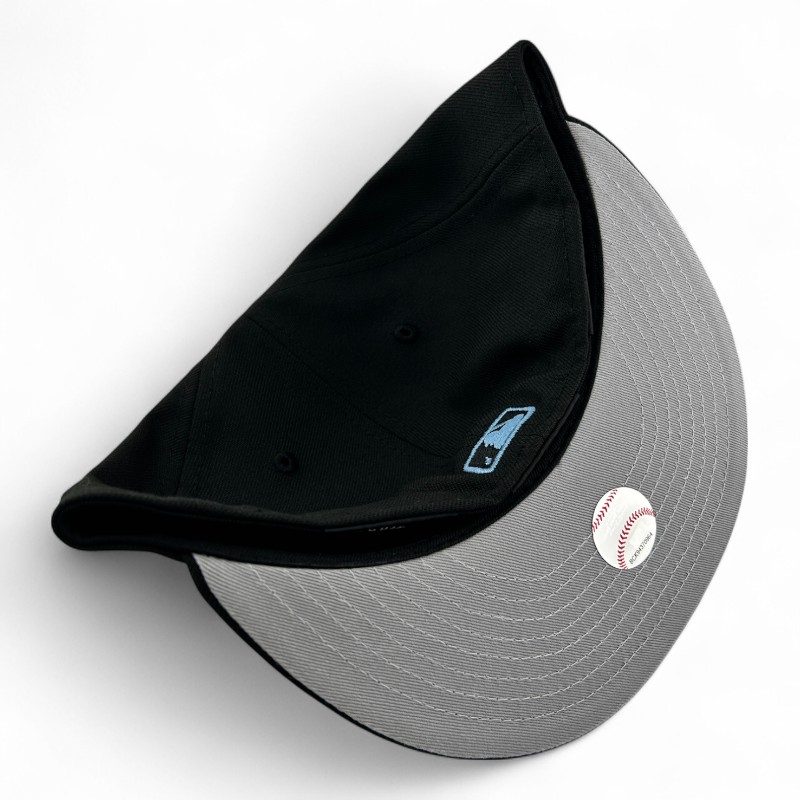 Los Angeles Angels Black on Sky Blue Halo Gray UV New Era 59FIFTY Fitted Hat