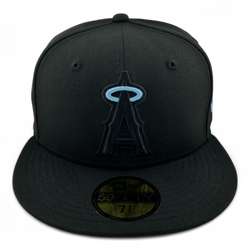 Los Angeles Angels Black on Sky Blue Halo Gray UV New Era 59FIFTY Fitted Hat