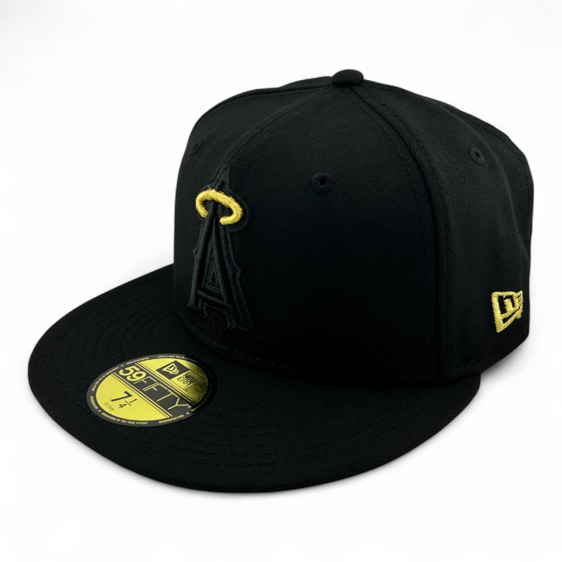Los Angeles Angels Black on Gold Halo Gray UV New Era 59FIFTY Fitted Hat