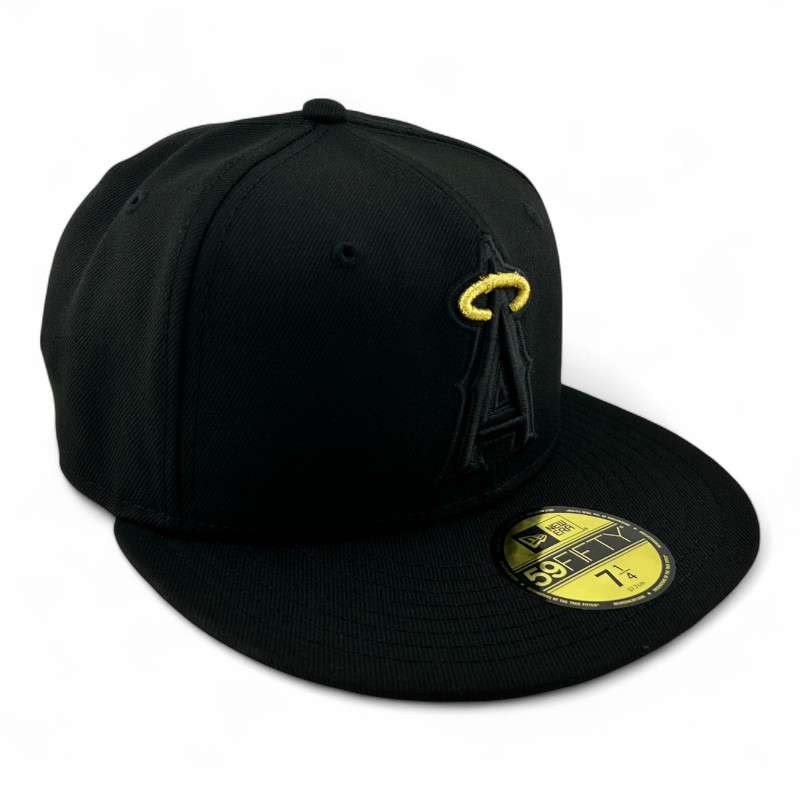 Los Angeles Angels Black on Gold Halo Gray UV New Era 59FIFTY Fitted Hat