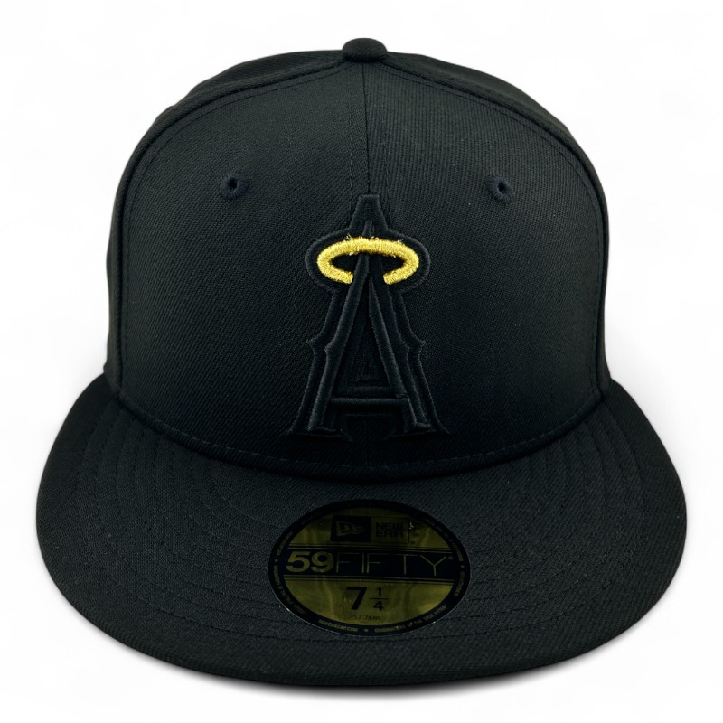 Los Angeles Angels Black on Gold Halo Gray UV New Era 59FIFTY Fitted Hat