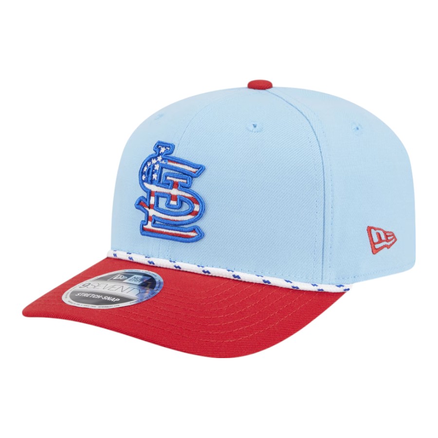 St. Louis Cardinals Light Blue and Red 2025 Fourth of July USA New Era 9SEVENTY Adjustable Hat