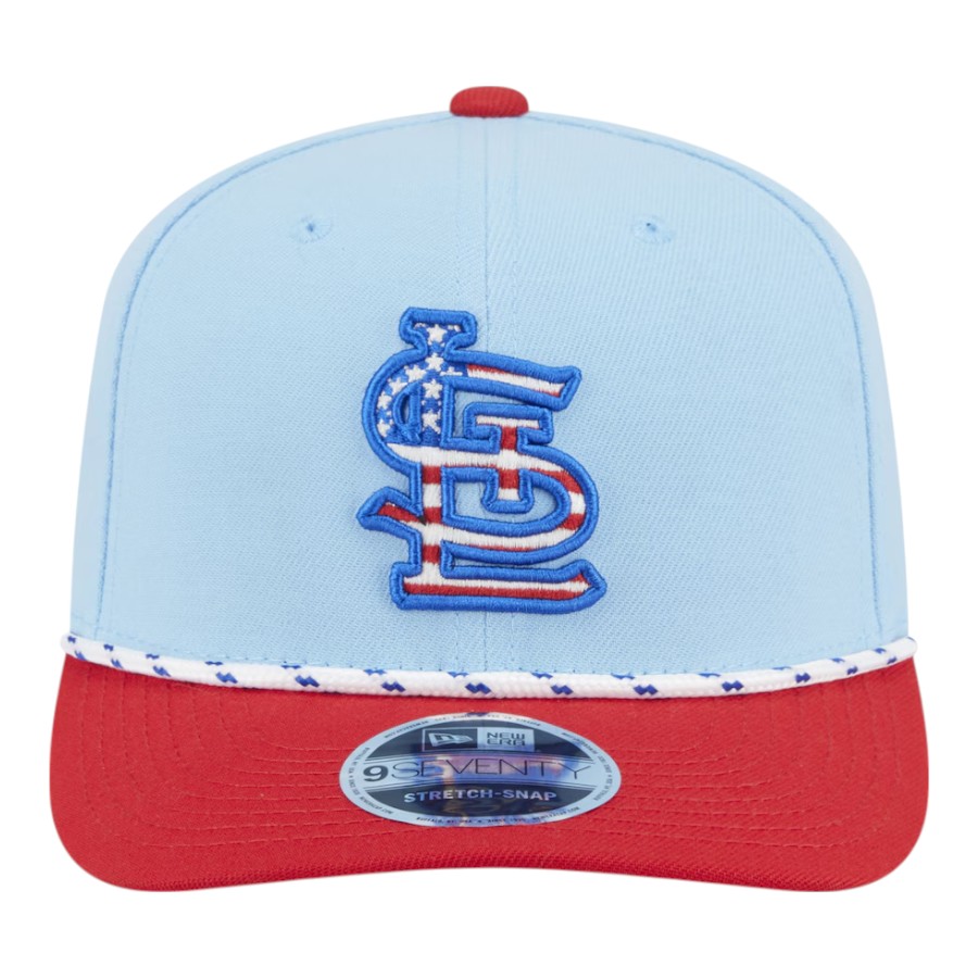 St. Louis Cardinals Light Blue and Red 2025 Fourth of July USA New Era 9SEVENTY Adjustable Hat
