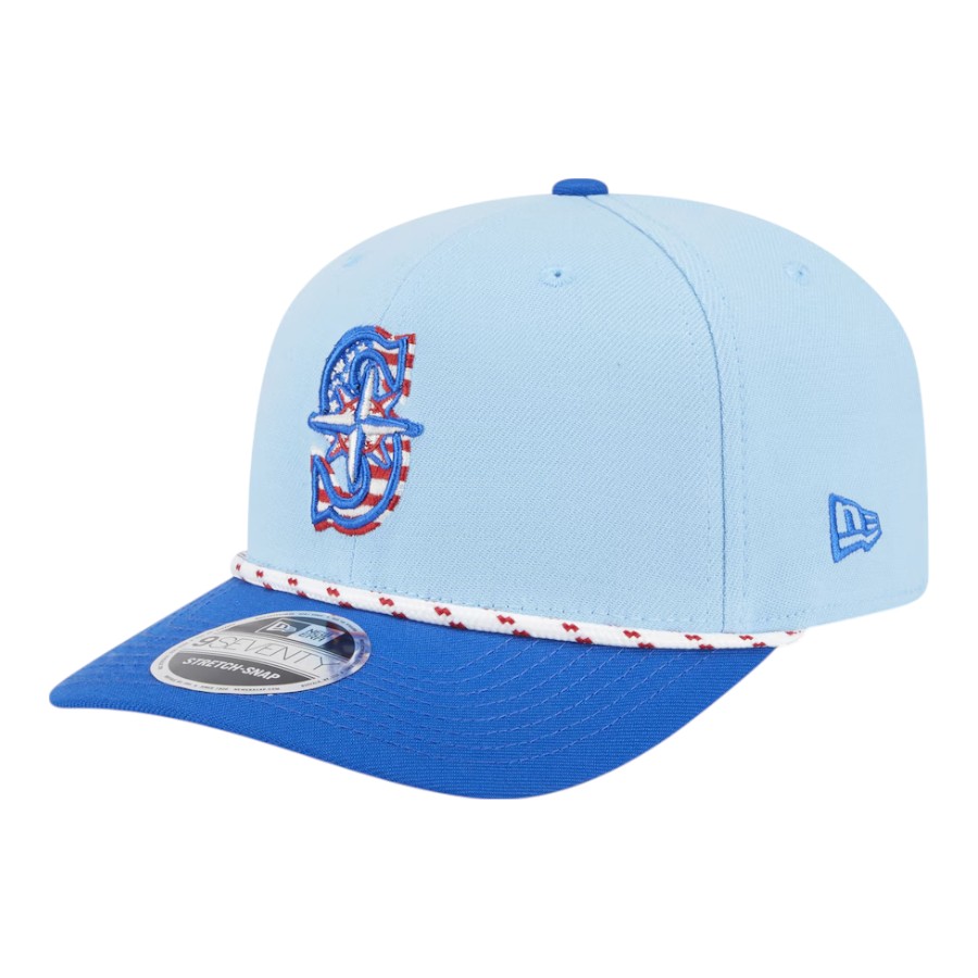 Seattle Mariners Light Blue 2025 Fourth of July USA New Era 9SEVENTY Adjustable Hat