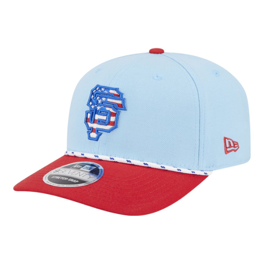 San Francisco Giants Light Blue and Red 2025 Fourth of July USA New Era 9SEVENTY Adjustable Hat