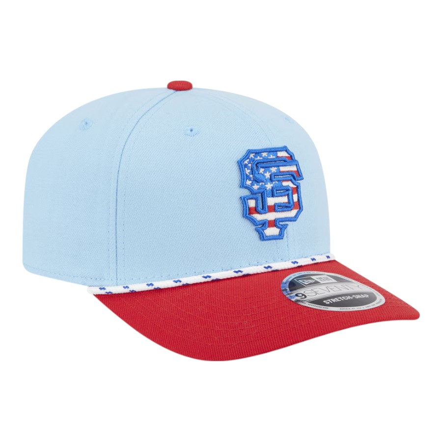San Francisco Giants Light Blue and Red 2025 Fourth of July USA New Era 9SEVENTY Adjustable Hat