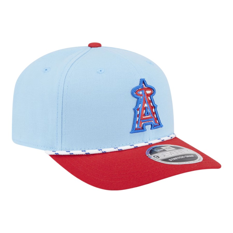 Los Angeles Angels Light Blue and Red 2025 Fourth of July USA New Era 9SEVENTY Adjustable Hat