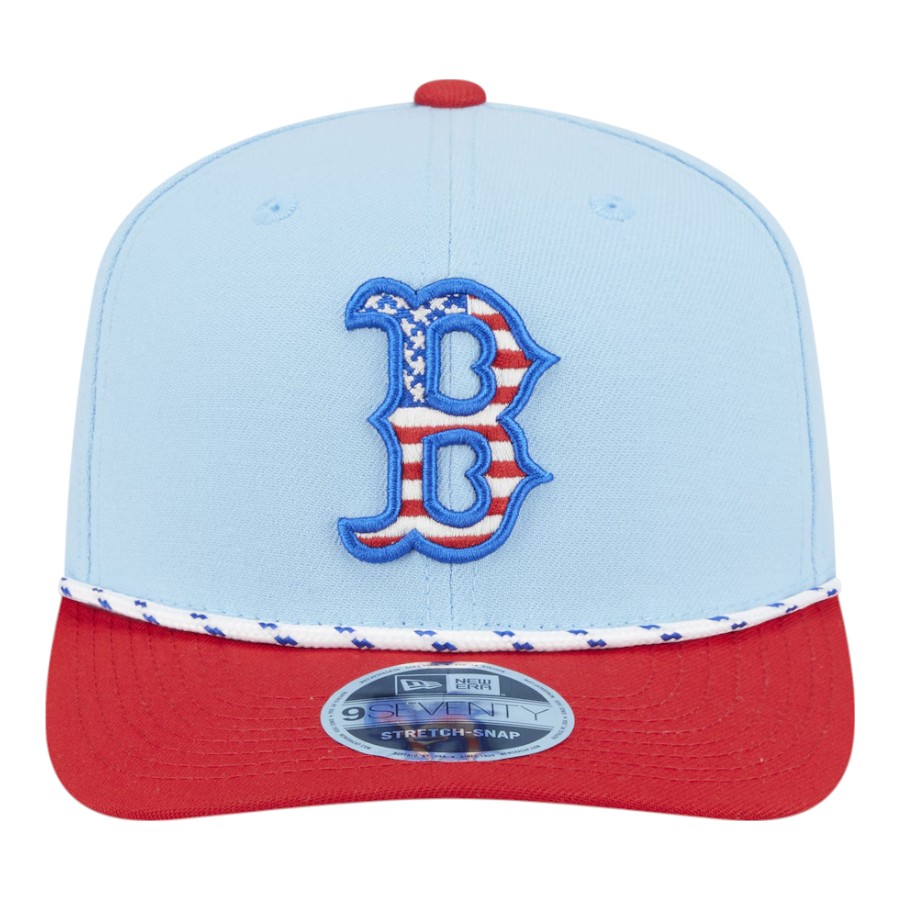 Boston Red Sox Light Blue and Red 2025 Fourth of July USA New Era 9SEVENTY Adjustable Hat