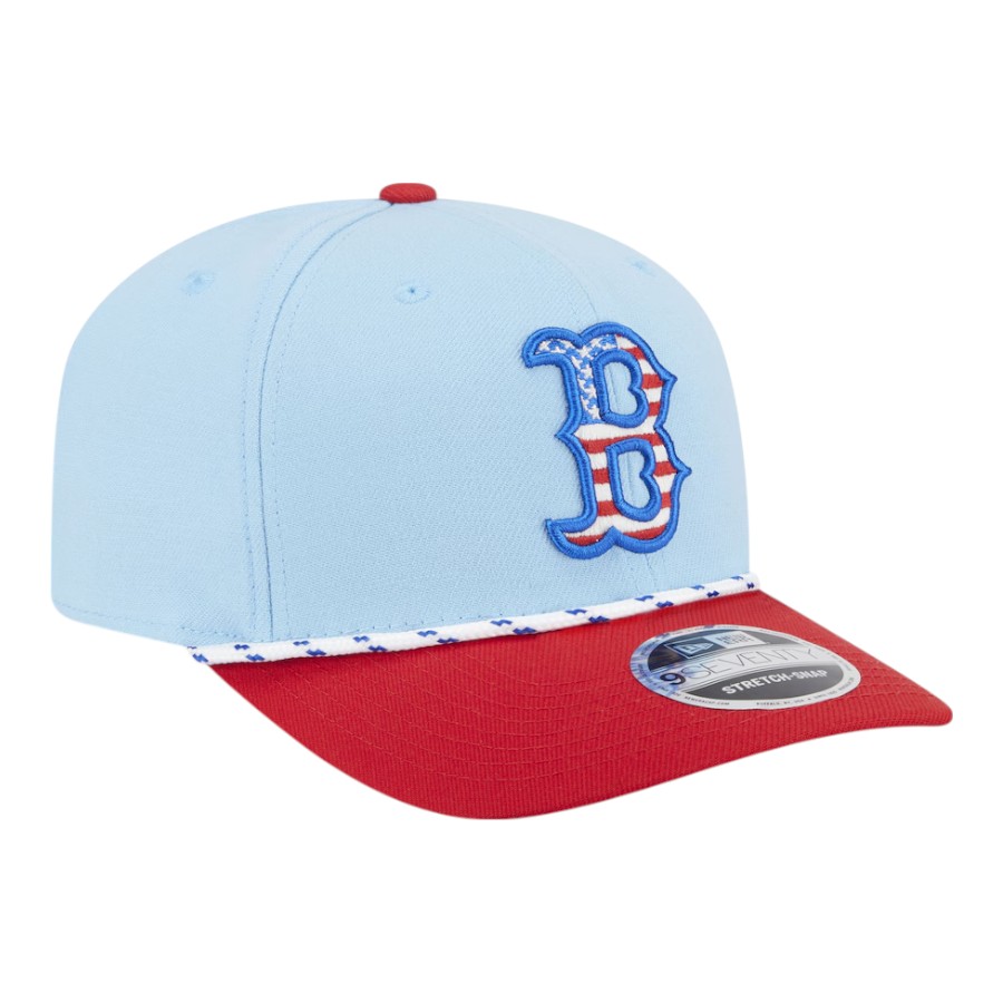 Boston Red Sox Light Blue and Red 2025 Fourth of July USA New Era 9SEVENTY Adjustable Hat