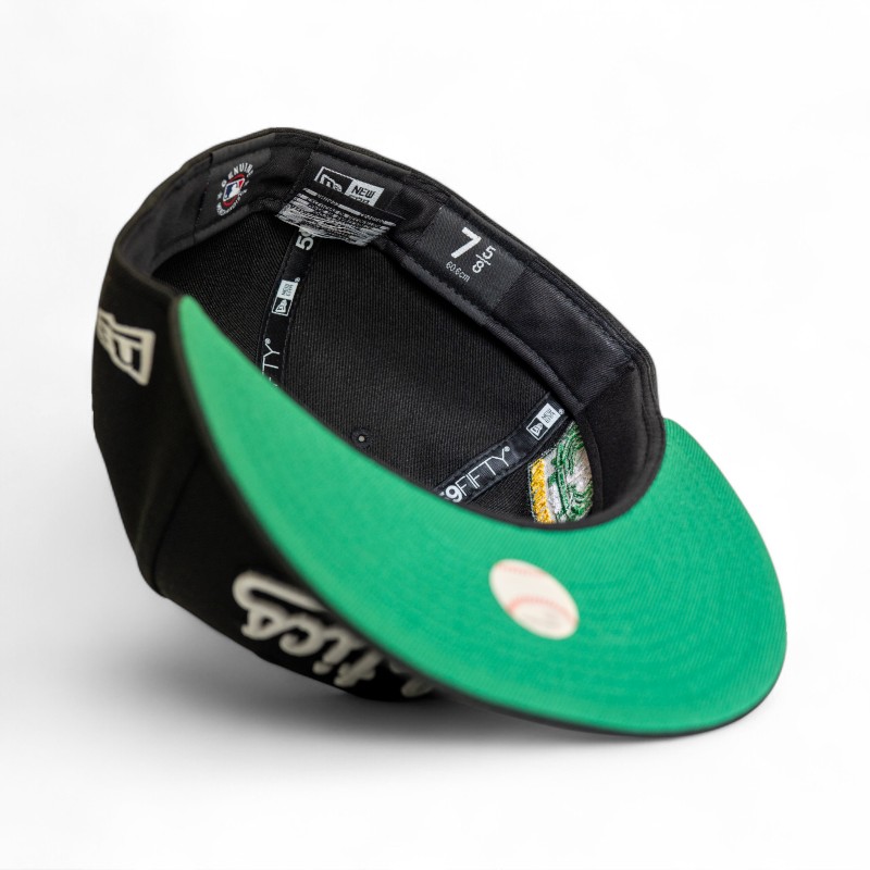 Oakland Athletics Black Leon the Lab Coliseum Patch Green UV New Era 59FIFTY Fitted Hat