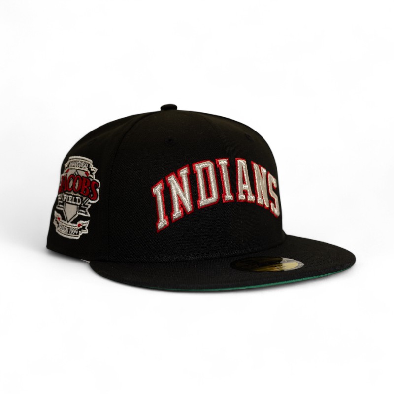 Cleveland Indians Black Leon the Lab Jacobs Field Patch Green UV New Era 59FIFTY Fitted Hat