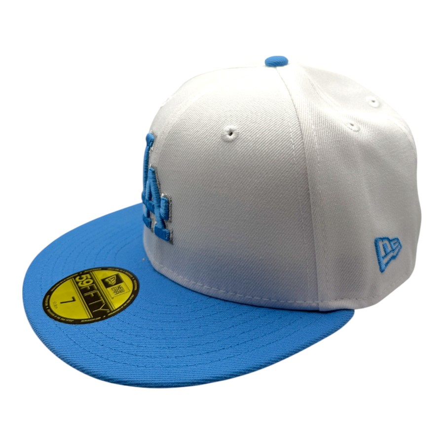 Los Angeles Dodgers White and Radiant Blue 2024 WS Patch Gray UV 59FIFTY Fitted Hat