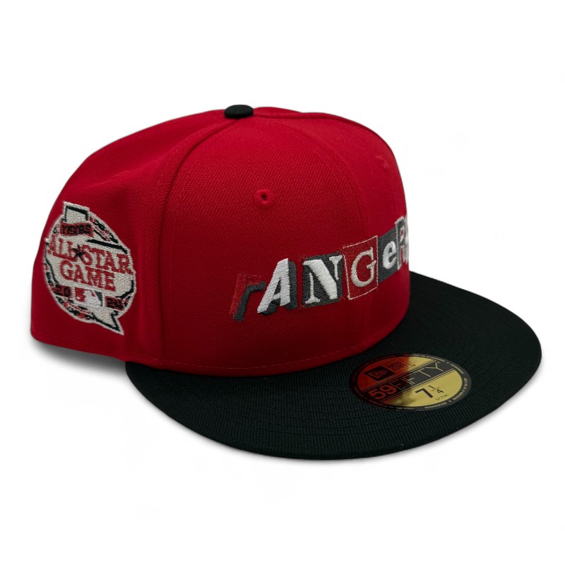 Texas Rangers Scarlet and Black 2024 ASG Patch Gray UV New Era 59FIFTY Fitted Hat