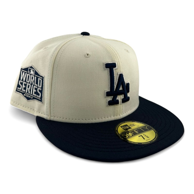 Los Angeles Dodgers Chrome and Navy 2020 WS Patch Grey UV New Era 59FIFTY Fitted Hat