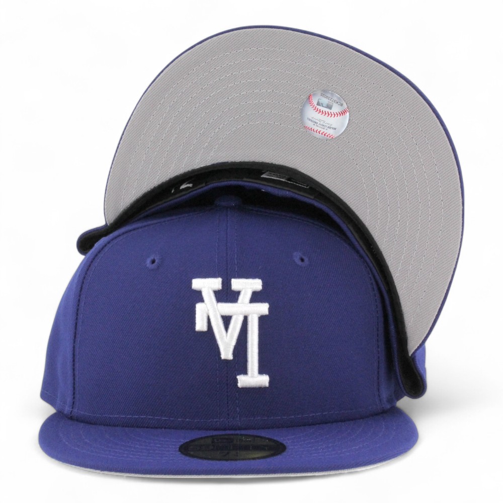 Los Angeles Dodgers Royal Blue Upside Down LA Grey UV New Era 59FIFTY Fitted Hat