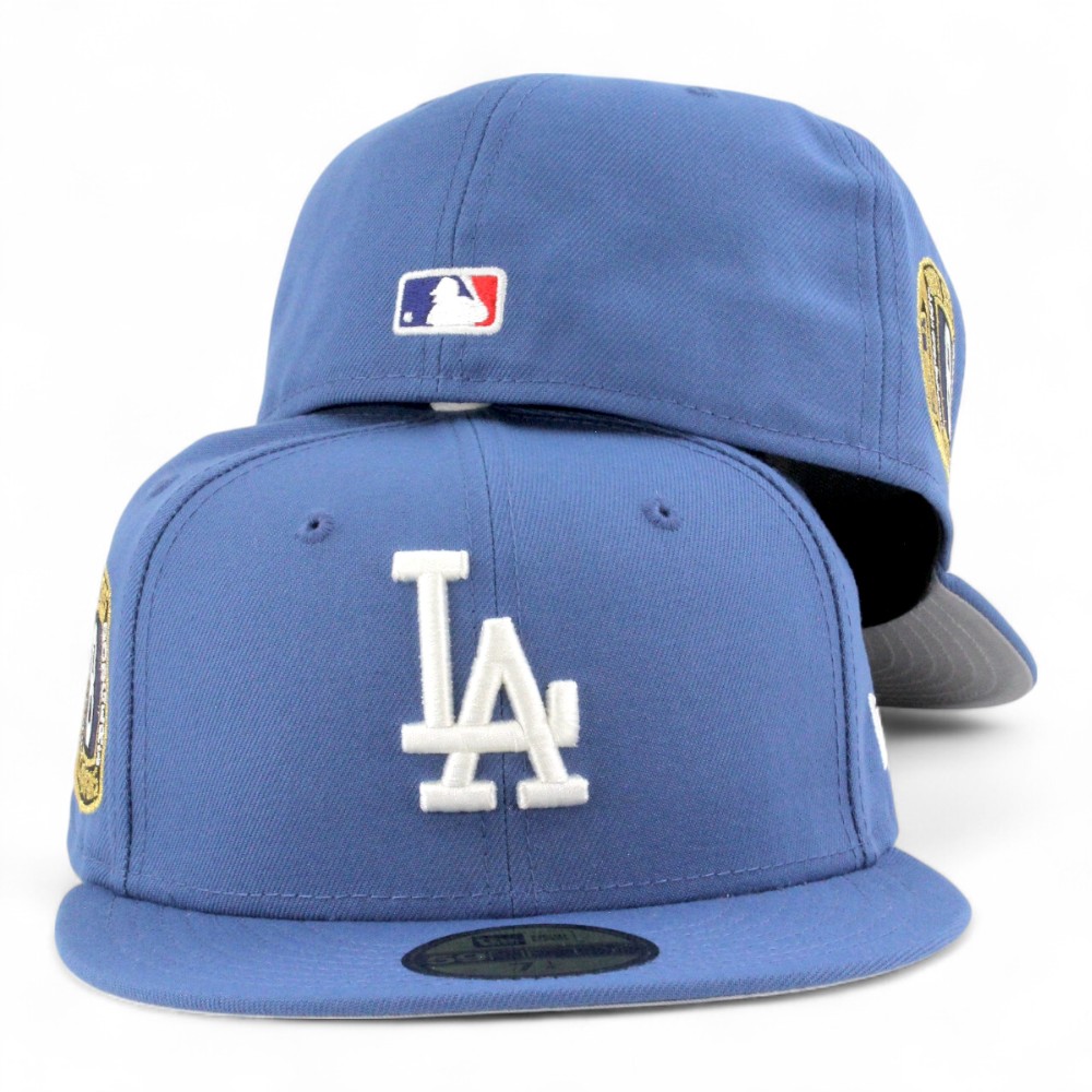 Los Angeles Dodgers Indigo Blue 8 Rings Patch Grey UV New Era 59FIFTY Fitted Hat