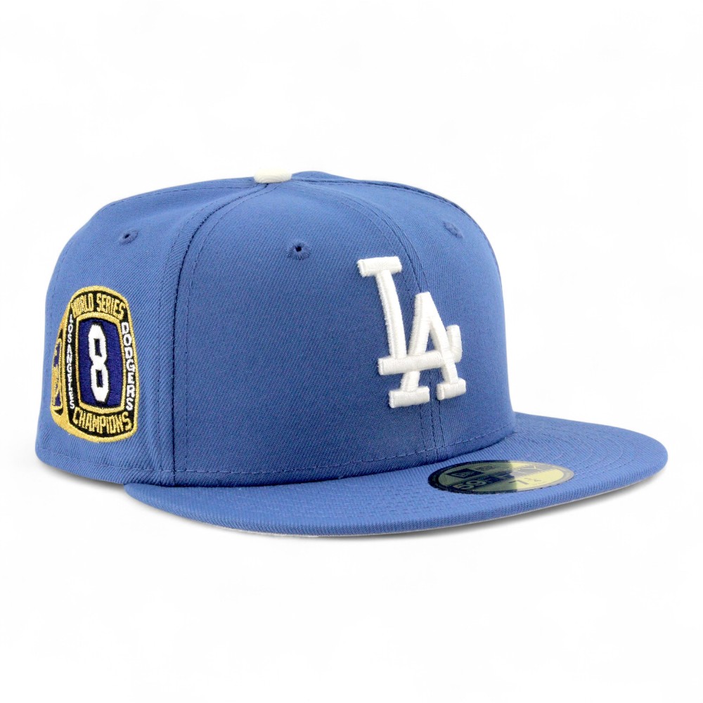 Los Angeles Dodgers Indigo Blue 8 Rings Patch Grey UV New Era 59FIFTY Fitted Hat