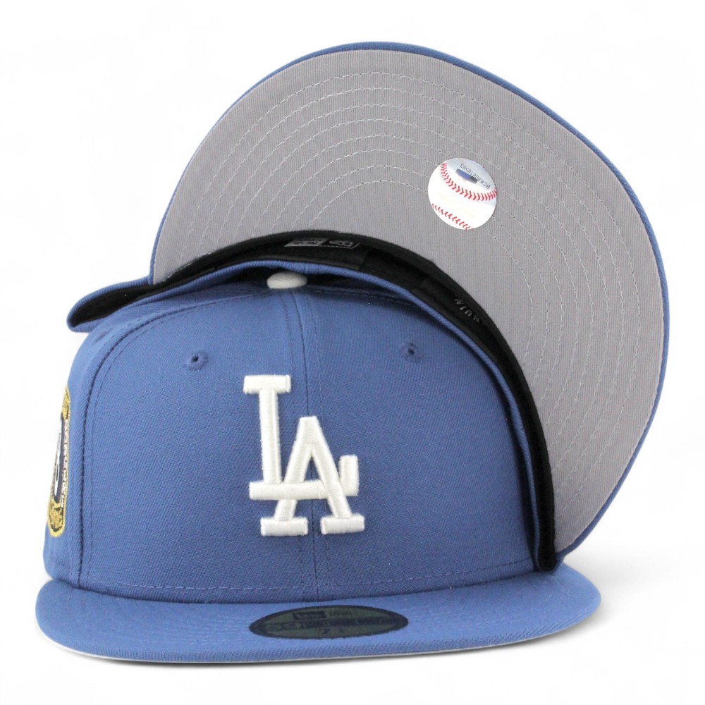 Los Angeles Dodgers Indigo Blue 8 Rings Patch Grey UV New Era 59FIFTY Fitted Hat