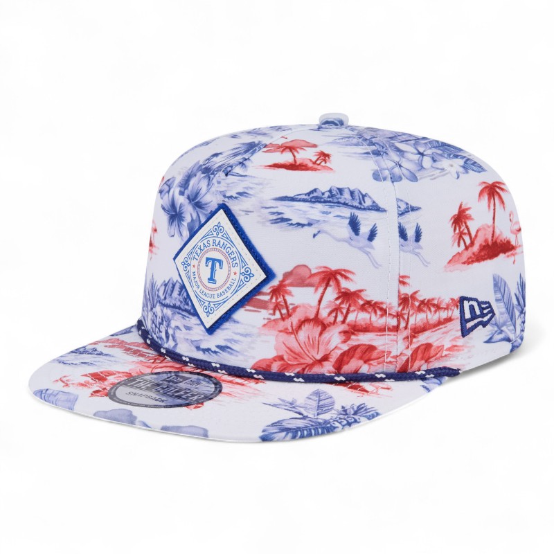 Texas Rangers White Printed Island New Era Golfer Snapback Hat