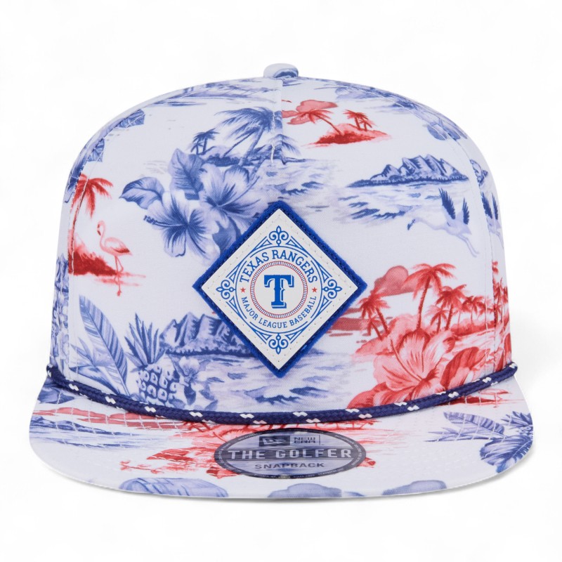 Texas Rangers White Printed Island New Era Golfer Snapback Hat