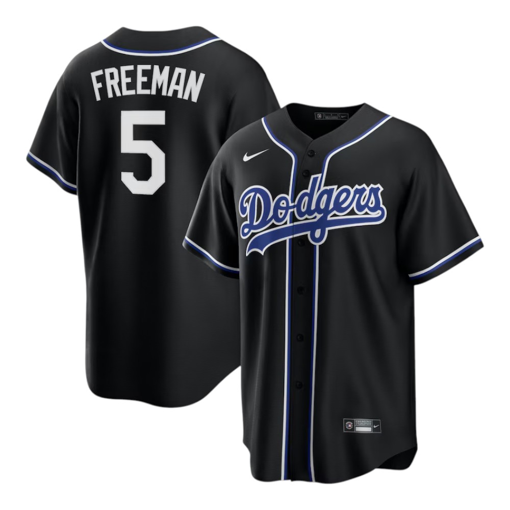 Los Angeles Dodgers Freddie Freeman Black and Royal Blue "Lights Out" Nike Fashion Replica Jersey