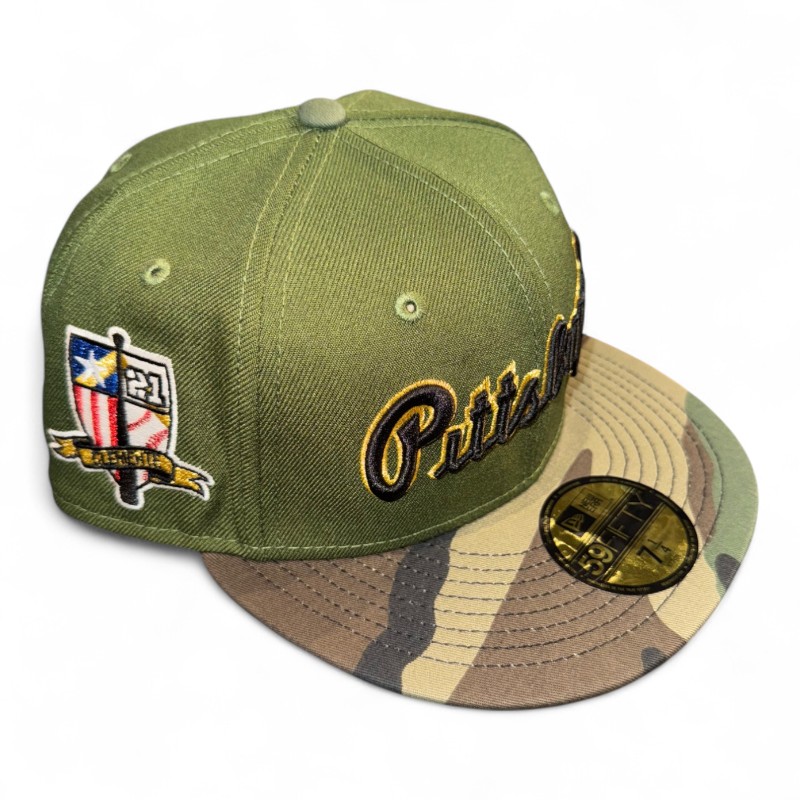 帽子 gami Pittsburgh Pirates Rifle Green and Camo Clemente Patch Gray UV New