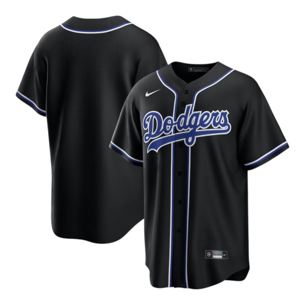Los Angeles Dodgers Black and Royal Blue "Lights Out" Blank Nike Fashion Replica Jersey