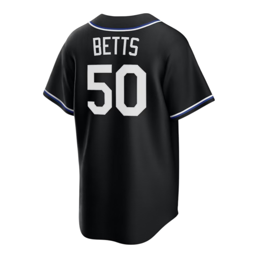Youth Los Angeles Dodgers Mookie Betts Black and Royal Blue "Lights Out" Nike Fashion Replica Jersey