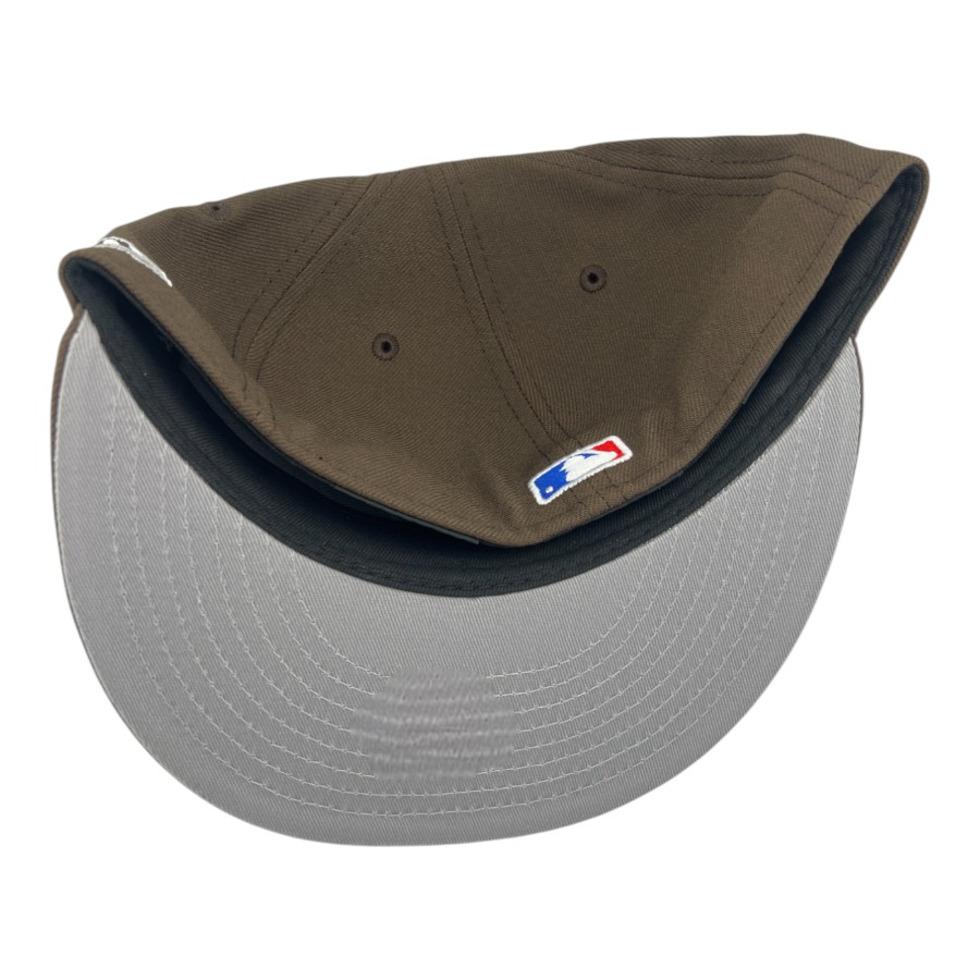 Los Angeles Dodgers Walnut Brown 2024 World Series Champions Patch Grey UV New Era 59FIFTY Fitted Hat