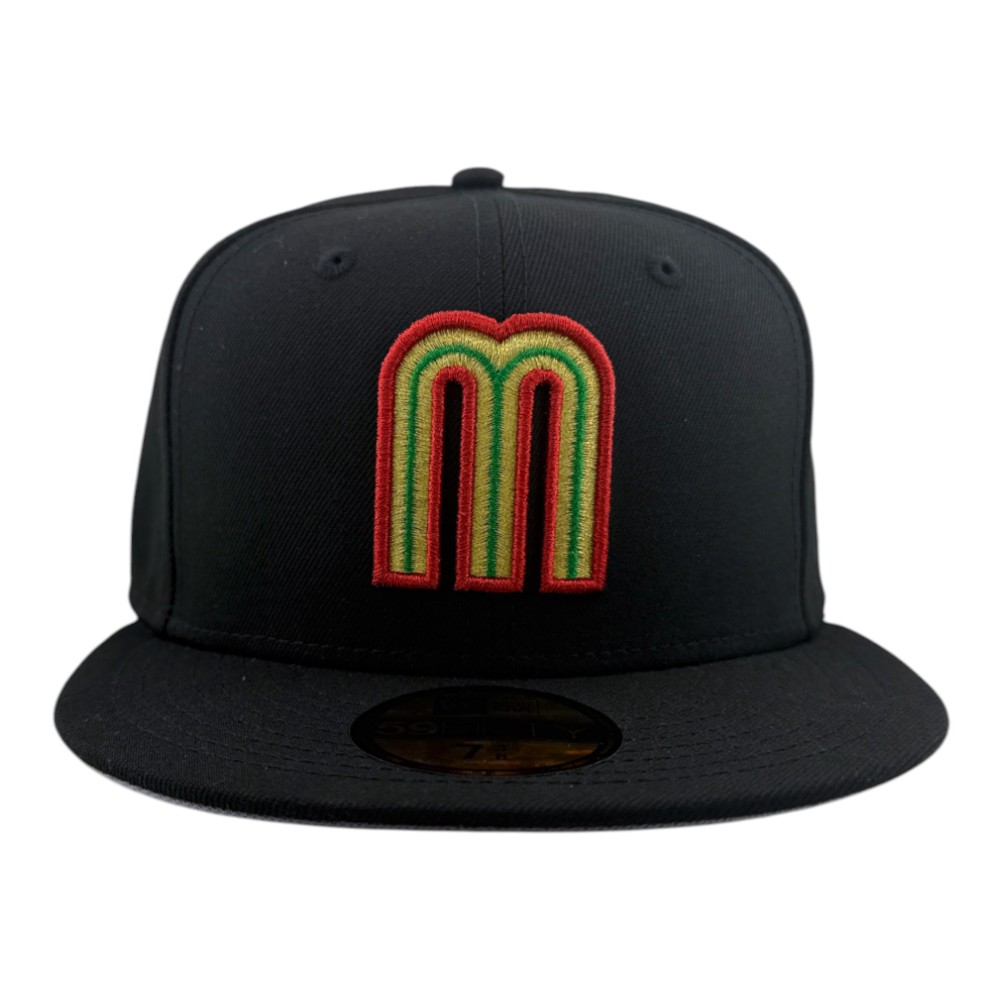 Mexico Black with Red Outline M Logo Grey UV New Era 59FIFTY Fitted Hat