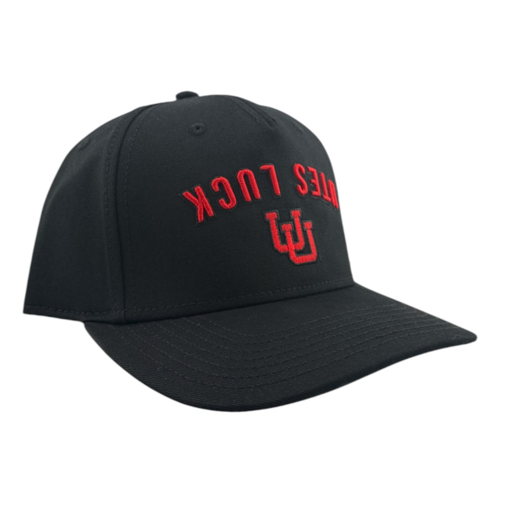 Utah Utes Black and Red "Utes Luck" Black Clover Adjustable Snapback Hat
