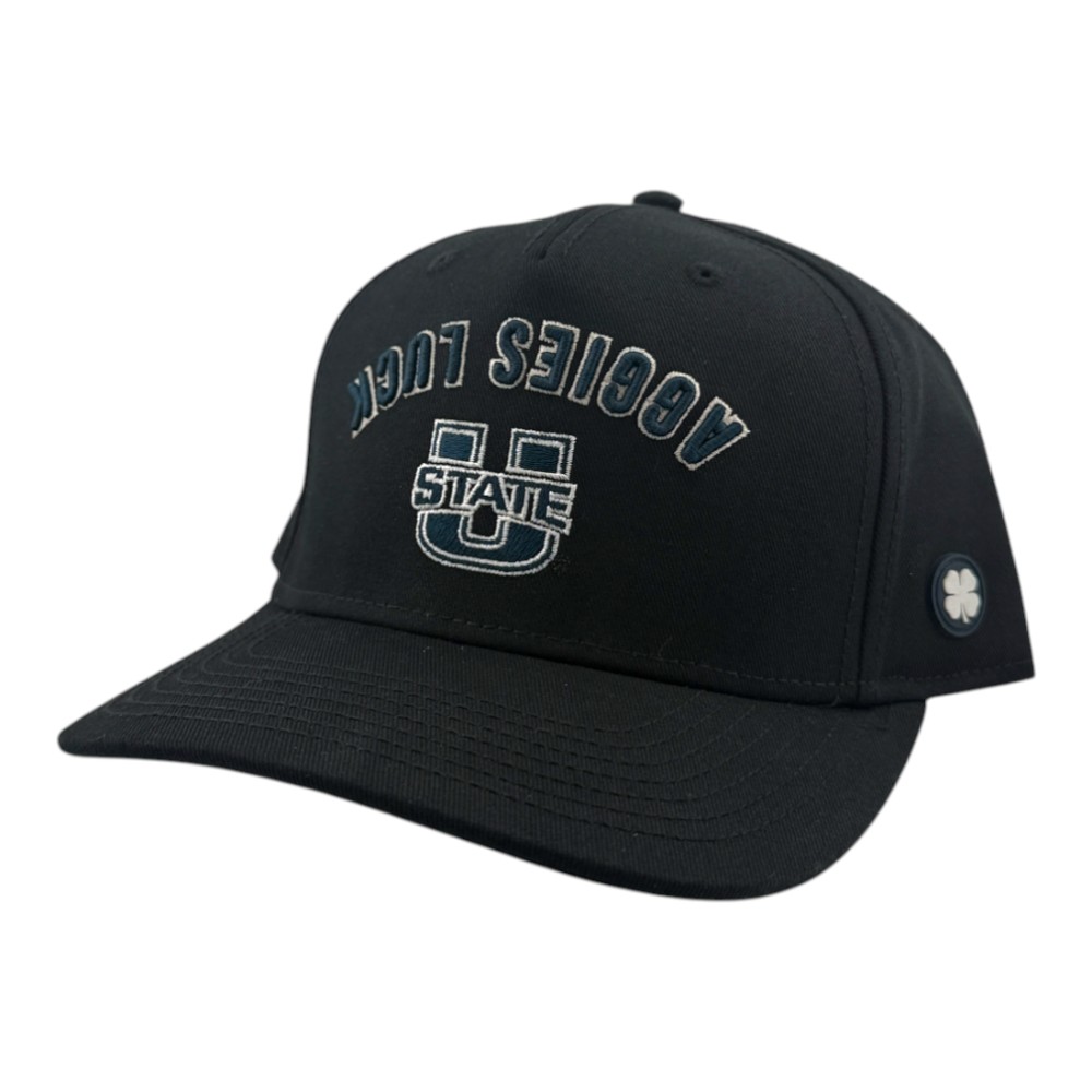 Utah State Aggies Black and Blue "Aggies Luck" Black Clover Adjustable Snapback Hat
