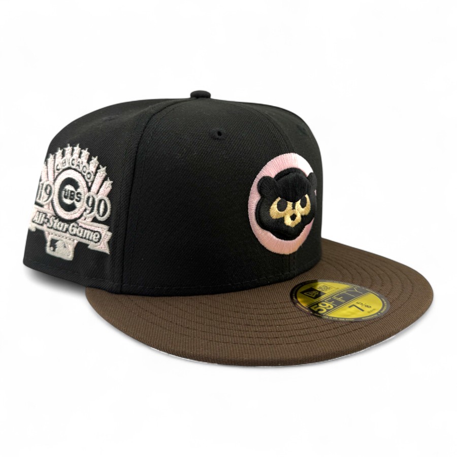 Chicago Cubs Black and Brown 1990 All Star Game Patch Pink UV New Era 59FIFTY Fitted Hat
