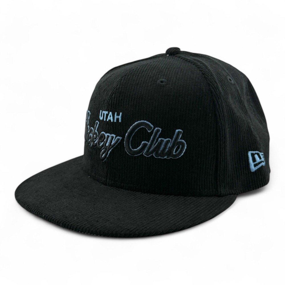 Utah Hockey Club Black Corduroy Script Inaugural Patch Gray UV New Era 59FIFTY Fitted Hat