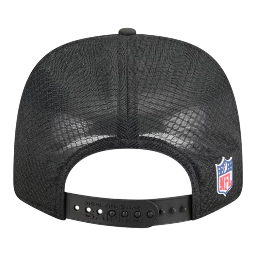 New Orleans Saints Black 2025 NFL Sideline New Era 9SEVENTY Trucker Adjustable Snapback Hat